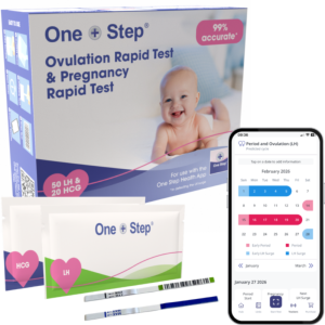 50 Ovulation Test + 20 Pregnancy Test Strips with Free Fertility App | One Step